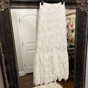 Elegant White Lace Maxi Skirt